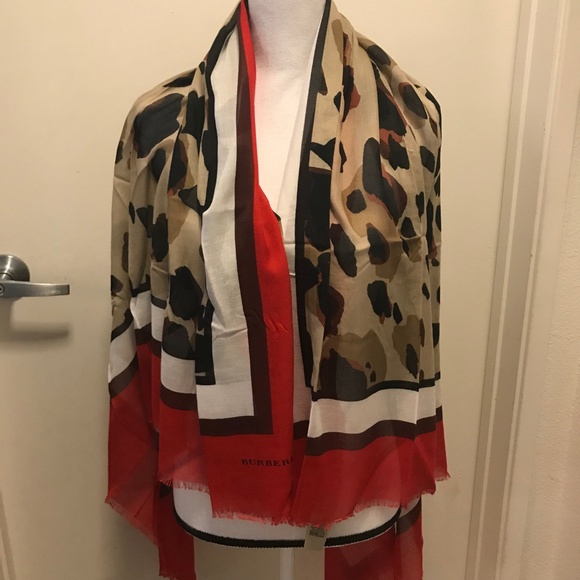 burberry printed cotton oblong scarf